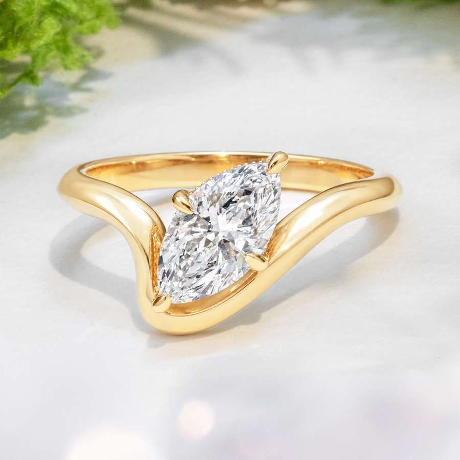 Load image into Gallery viewer, LUCCE CONSTANCE™ Fluire Marquise Lab Diamond 1.05ct D VVS2 IGI 14K Yellow Gold
