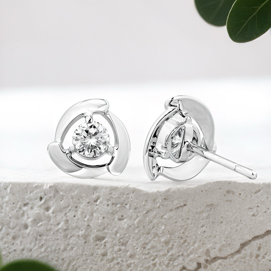 Load image into Gallery viewer, LUCCE AMANDA™ Round Earrings 0.96ctw CELESTE™ Moissanite 14K White Gold
