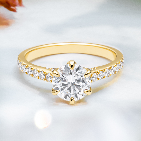LUCCE AZALEA™ Pavé Round Lab Diamond 1.03ct D VVS2 Id IGI 14K Yellow Gold