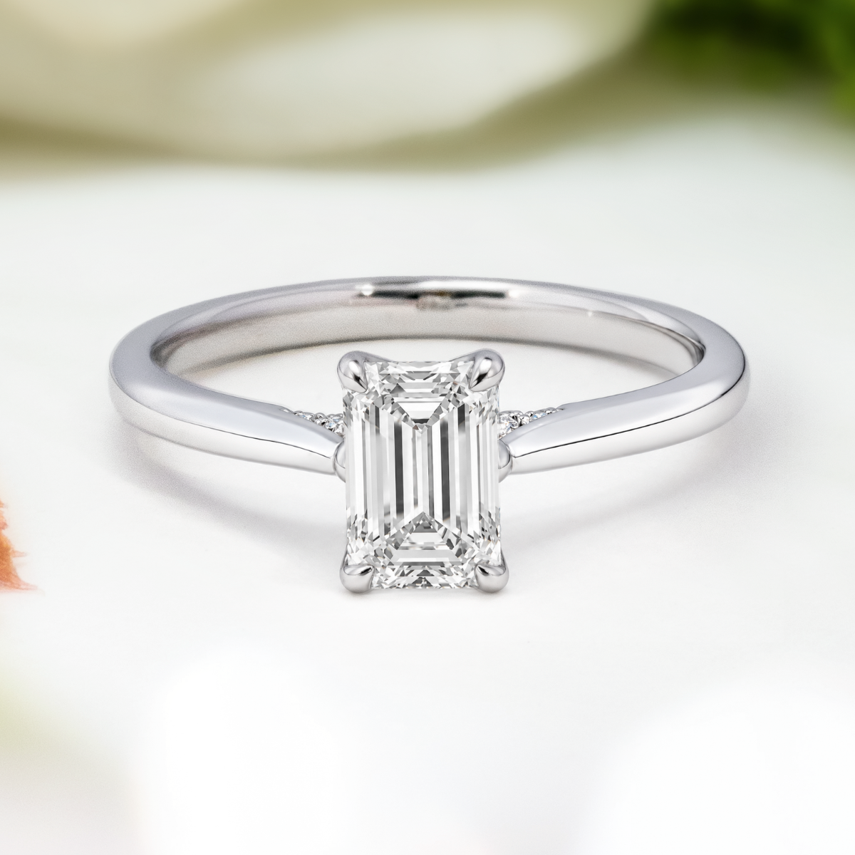 Load image into Gallery viewer, LUCCE AZALEA™ Emerald CELESTE™ Moissanite 1.00ct 14K White Gold
