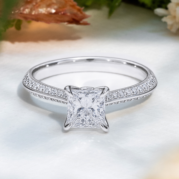 LUCCE ECUADORIAN™ Pave Princess Lab Diamond 1.03ct E VVS2 14K White Gold