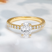 LUCCE LUCIA™ Pavé Oval Lab Diamond 1.00ct D VVS2 IGI 14K Yellow Gold