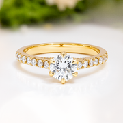 LUCCE AZALEA™ Pavé Round Lab Diamond 0.51ct D VVS2 Id IGI 14K Yellow Gold