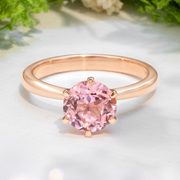 LUCCE ANGELA™ Round AURORA™ Pink Sapphire 1.50ct 14K Rose Gold