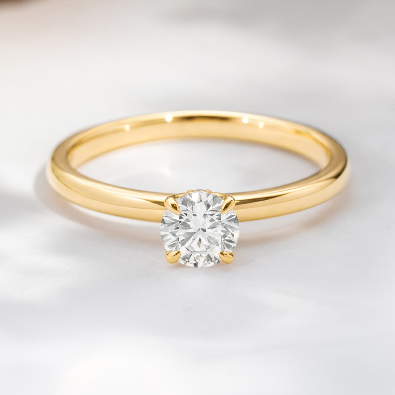 LUCCE LUCIA™ Halo Round Lab Diamond 0.52ct D VVS2 Id IGI 14K Yellow Gold