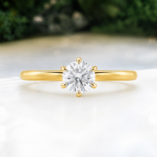 LUCCE AZALEA™ Round Natural Diamond 0.50ct I VS2 Ex GIA 18K Yellow Gold