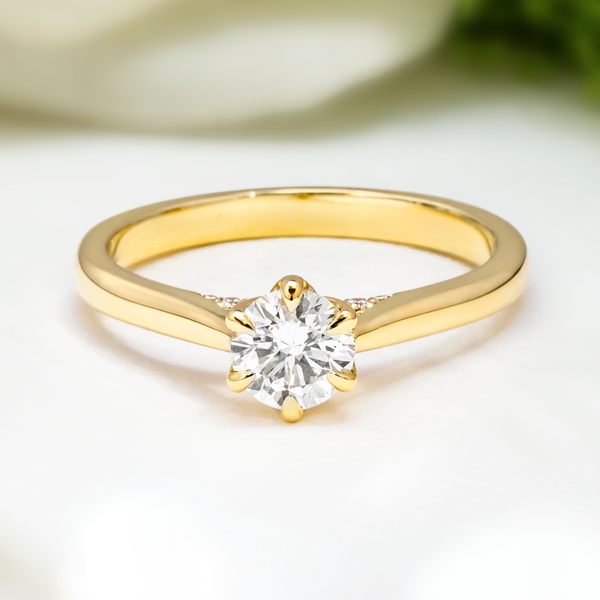 LUCCE AZALEA™ Round Natural Diamond 0.50ct I VS2 Ex GIA 18K Yellow Gold