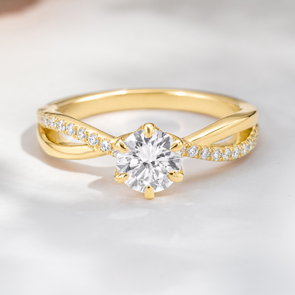 LUCCE FIORE™ Sei Round Natural Diamond 0.70ct I VS2 Ex GIA 18K Yellow Gold