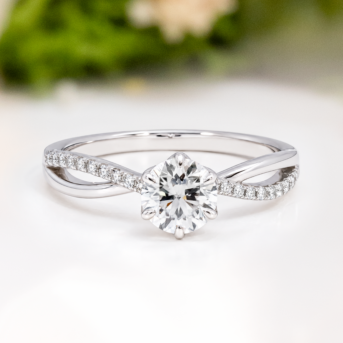 Load image into Gallery viewer, LUCCE FIORE™ Sei Round Lab Diamond 1.01ct D VS1 Id IGI 14K White Gold
