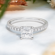 LUCCE VERONA™ Pave Princess CELESTE™ Moissanite 1.00ct 14k White Gold