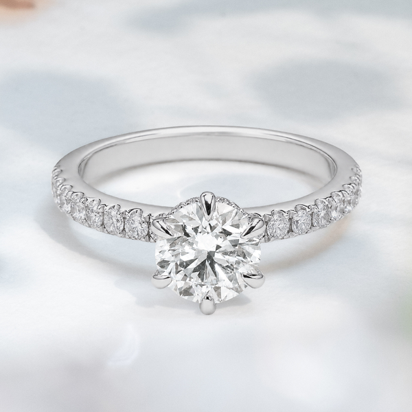 LUCCE VERONA™ Pavé Round Natural Diamond 1.00ct I VVS2 Ex GIA 18K White Gold