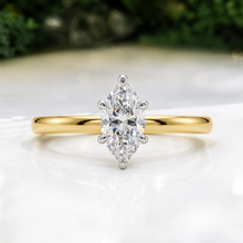 Load image into Gallery viewer, LUCCE VERONA™ Marquise Natural Diamond 0.50ct D VVS2 Ex GIA 18K Yellow Gold and Platinum Prongs
