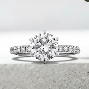 LUCCE VERONA™ Pavé 6 Prong Round Natural Diamond 1.50ct I VS2 Ex GIA Platinum