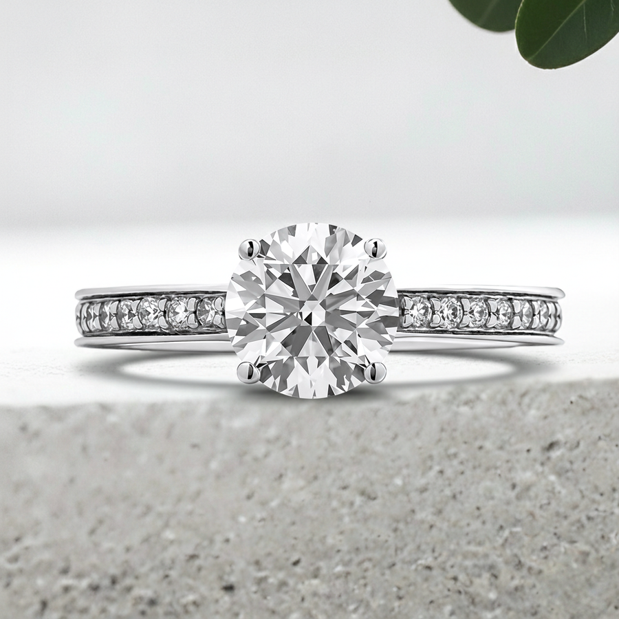 Load image into Gallery viewer, LUCCE KAELA™ Round Lab Diamond 1.05ct D VVS2 Id IGI 18K White Gold
