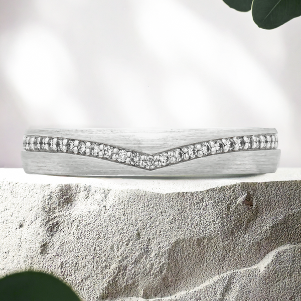 Lucce Caleb Luxe Half Eternity Brushed 4mm 14K White Gold