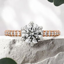 Load image into Gallery viewer, Lucce Lucia Pavé Luxe Round Lab Diamond 1.25ct D VVS2 Id IGI 14K Rose Gold and Platinum Prongs

