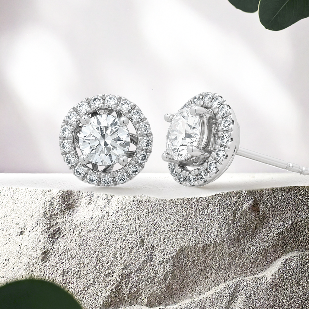 Lucce Montevalle Earrings Round Natural Diamond 0.94CTW D VS1 Ex GIA Platinum