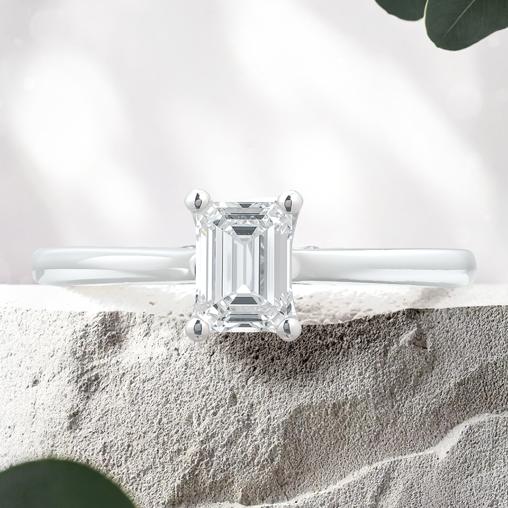 Lucce Firenze Emerald Lab Diamond 0.54ct D VVS2 Ex IGI 14K White Gold