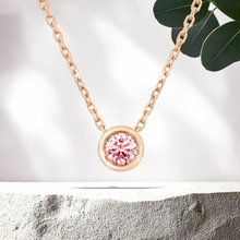 Load image into Gallery viewer, Lucce Carla Round Rosé Necklace Lab Diamond 0.31ctw Fancy Pink VS1 VG IGI 14K Rose Gold
