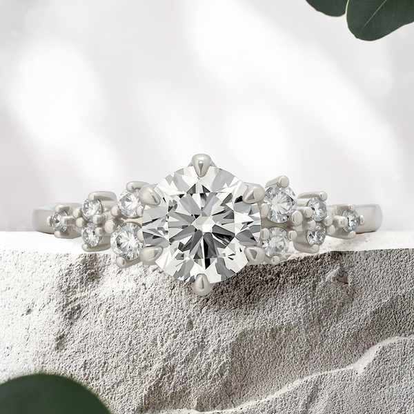 Lucce Ellia Round Natural Diamond 0.90ct H VS2 VG GIA Platinum