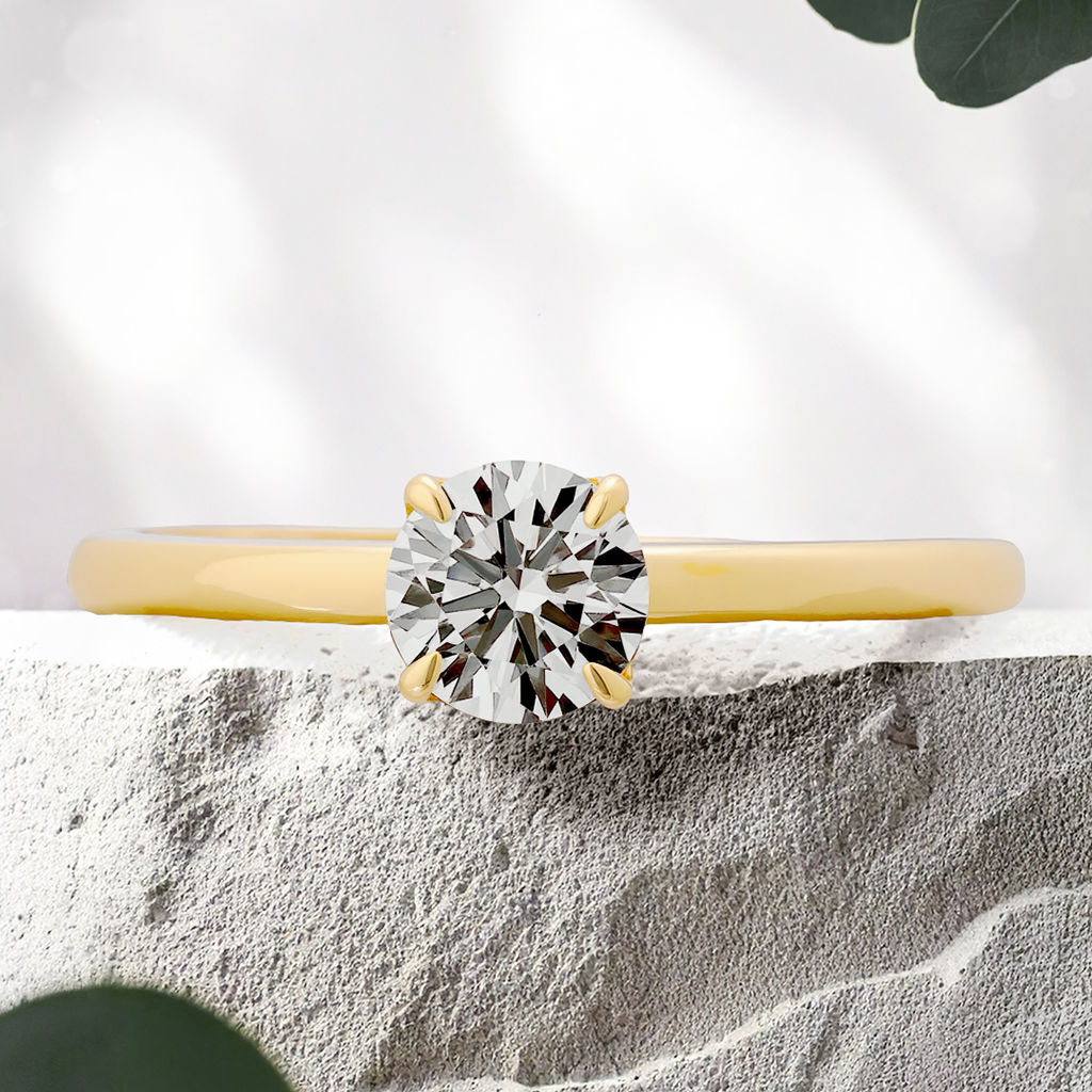 Lucce Lucia Halo Round Lab Diamond 0.55ct D VS1 Id IGI 14K Yellow Gold