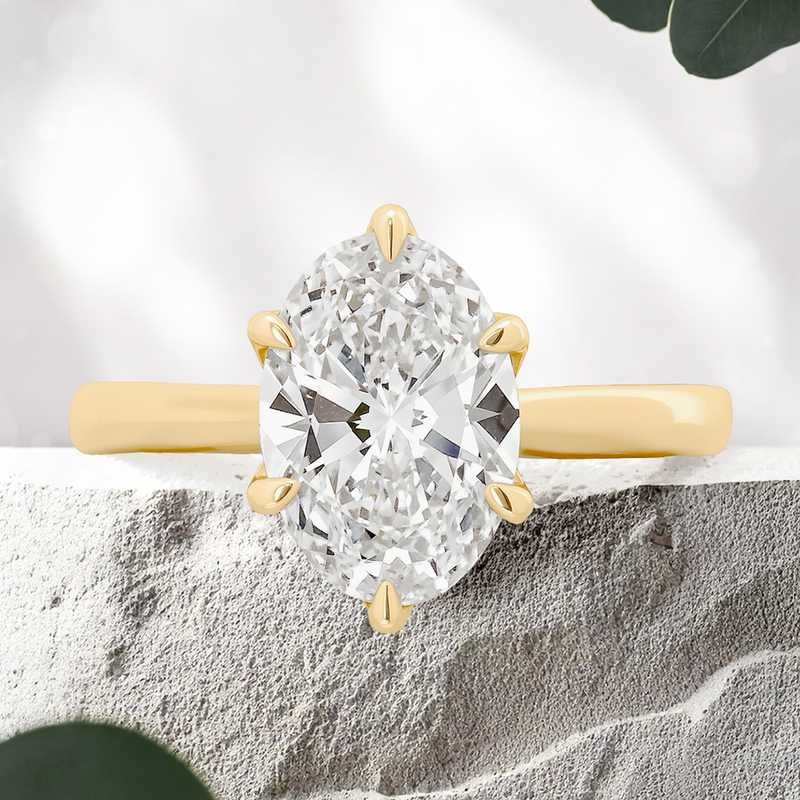 Lucce Azalea Oval 6-prongs Lab Diamond 2.08ct D VVS2 Ex IGI 18K Yellow Gold