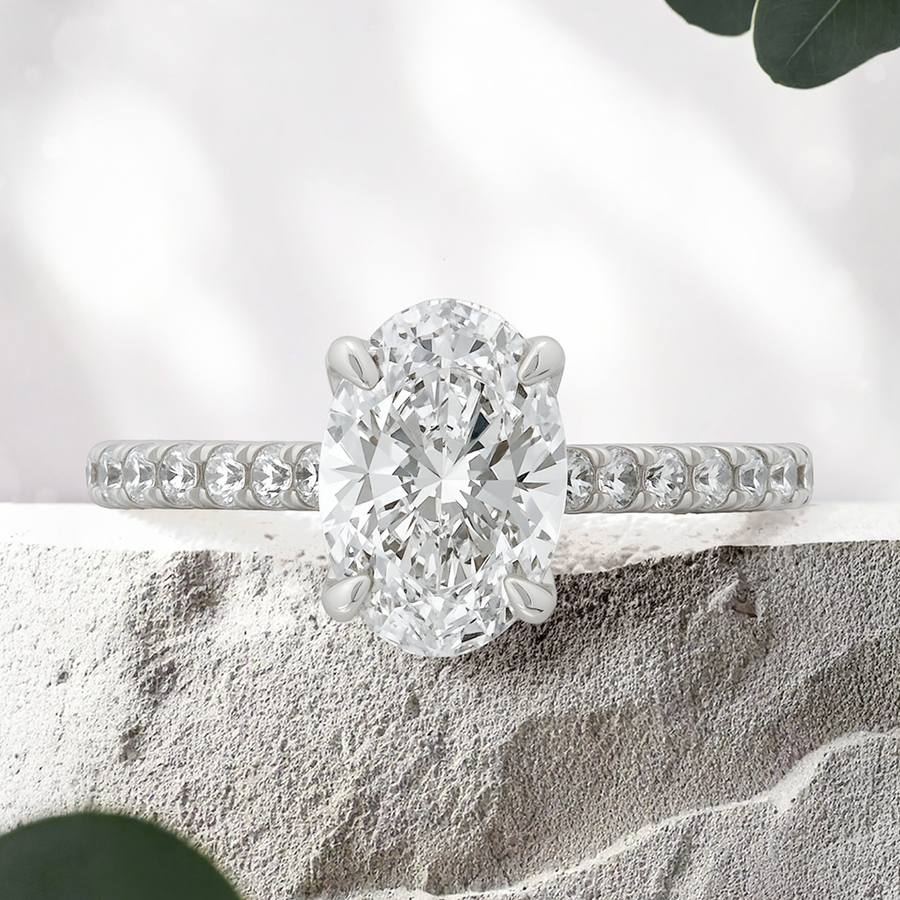 Load image into Gallery viewer, LUCCE AZALEA™ Pavé Oval Lab Diamond 1.50ct D VS1 IGI Platinum
