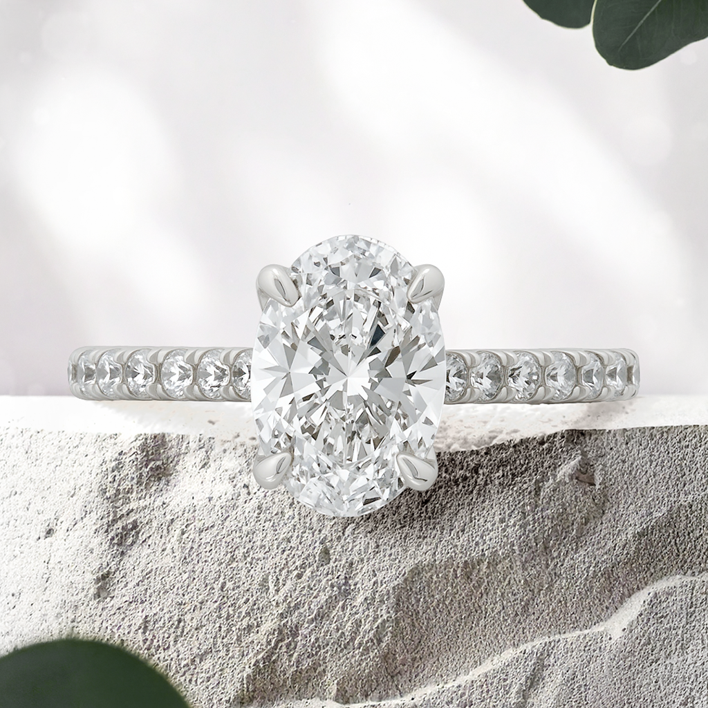 Azalea Lab LUCCE AZALEA™ Pavé Oval Lab Diamond 1.50ct D VS1 IGI Platinum | Ready ...