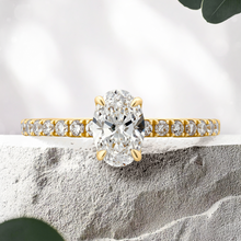 Load image into Gallery viewer, Lucce Lucia Pavé Oval Lab Diamond 0.62ct D VVS2 IGI 14K Yellow Gold
