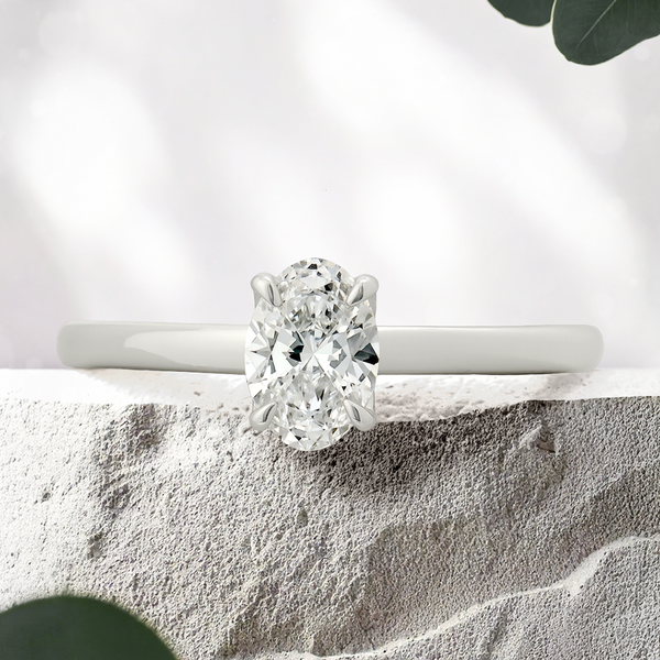 Lucce Lucia Oval Lab Diamond 0.53ct D VVS2 Ex IGI 14K White Gold