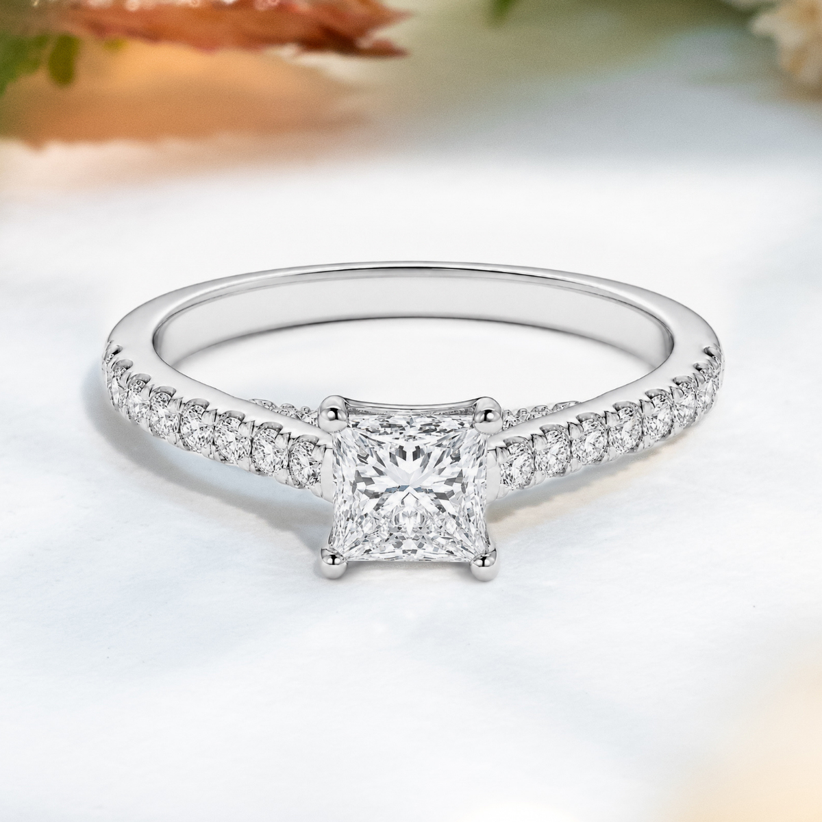Load image into Gallery viewer, LUCCE FIRENZE™ Pavé Princess Natural Diamond 0.50ct F VS1 Ex GIA Platinum
