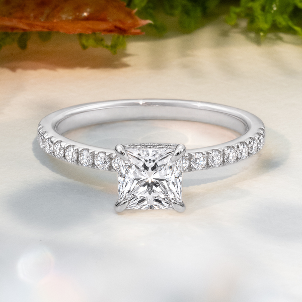 LUCCE FIRENZE™ Pavé Princess Natural Diamond 0.50ct F VS1 Ex GIA Platinum