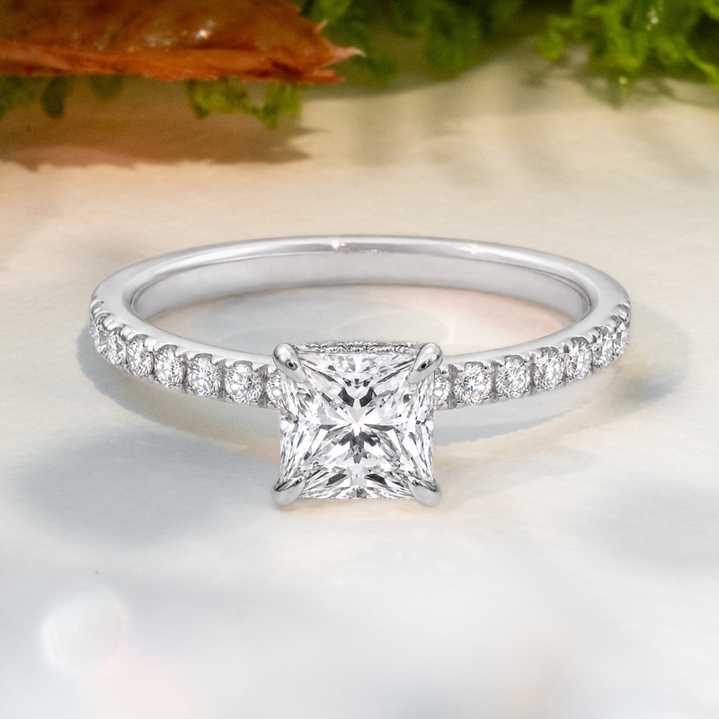 LUCCE FIRENZE™ Pavé Princess Natural Diamond 0.50ct F VS1 Ex GIA Platinum