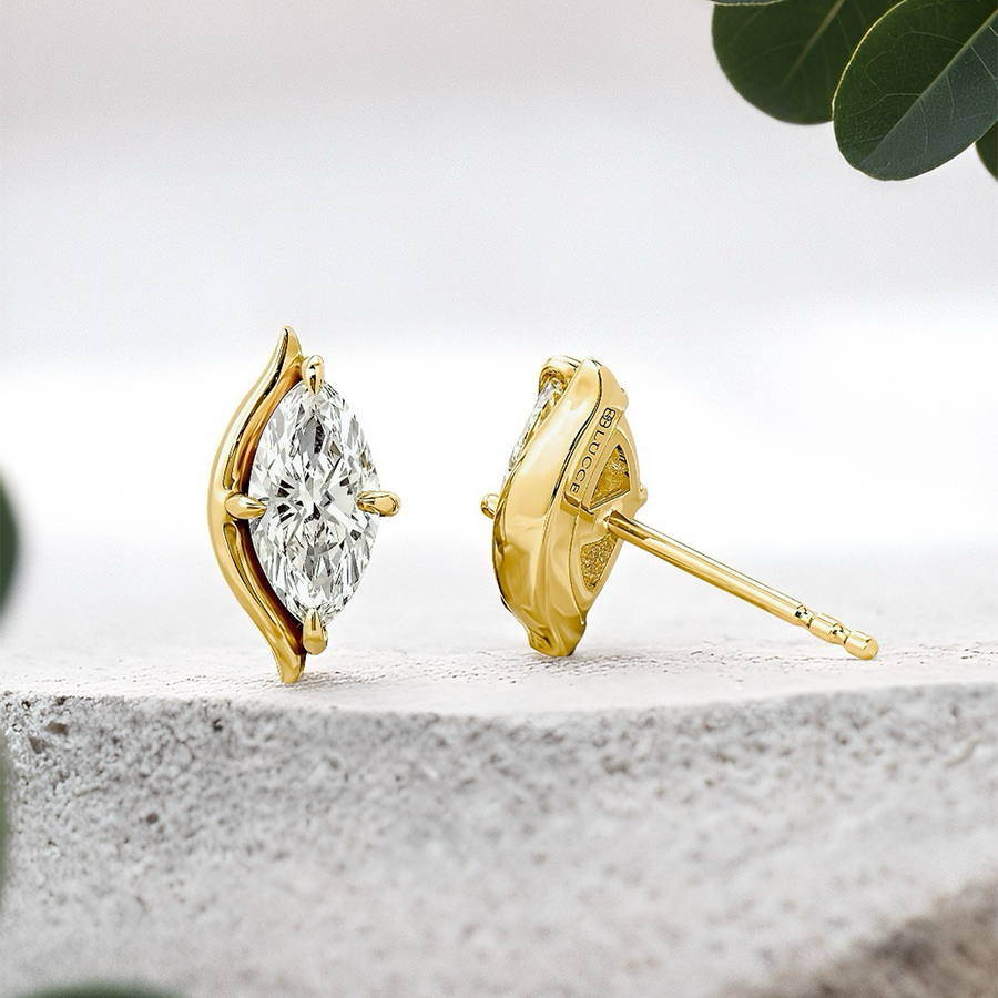 Load image into Gallery viewer, LUCCE CONSTANCE™ Solitaire Marquise Earrings 1.01ctw Lab Diamond 18K Yellow Gold
