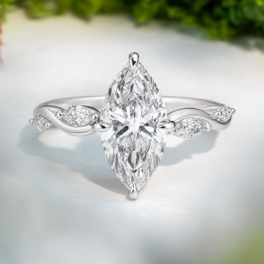 Load image into Gallery viewer, LUCCE CONSTANCE™ Viello Marquise Lab Diamond 2.01ct F VS1 IGI 14K White Gold
