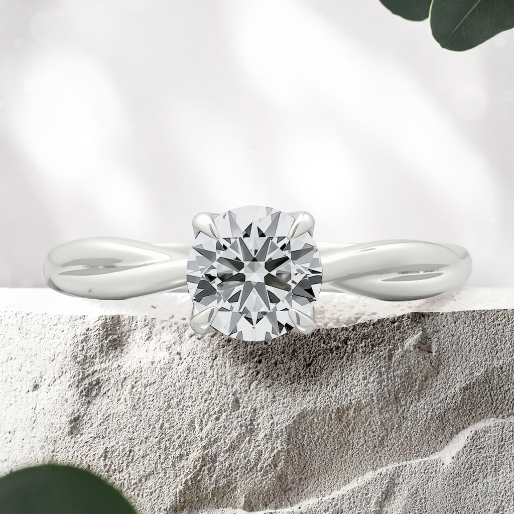 Lucce Fiore Solitaire Round 0.81ct Lab Diamond E VVS2 Id  IGI 14K White Gold