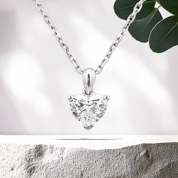 Lucce Kaela Heart Necklace Lab Diamond 1.05ct D VVS2 Ex IGI 14K White Gold