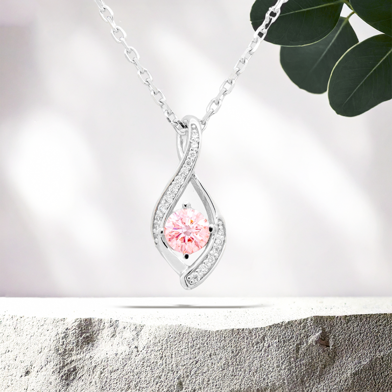 LUCCE FIORE™ Infinity Necklace ROSÉ™ Pink Lab Diamond 0.67ct FVP VS1 Id IGI 14K White Gold