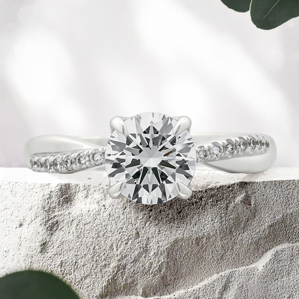 LUCCE FIORE™ Round Lab Diamond 1.08ct D VVS2 Id IGI 14K White Gold