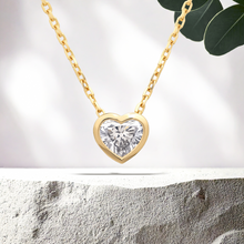 Load image into Gallery viewer, Lucce Carla Heart Necklace Natural Diamond 0.30ct G VS1 GIA 14K Yellow Gold

