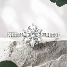 Load image into Gallery viewer, Lucce Angela Pavé Round Lab Diamond 1.01ct D VVS2 Id IGI 14K White Gold and Platinum Prongs
