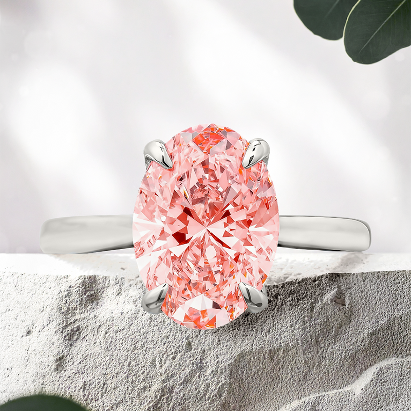 Lucce Azalea Oval Rosé Pink Lab Diamond 3.02ct Fancy Vivid Pink VS1 Platinum
