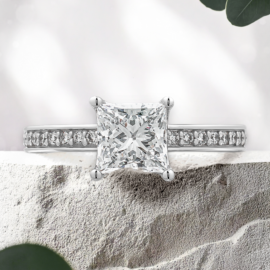 Load image into Gallery viewer, LUCCE KAELA™ Princess Lab Diamond 1.06ct E VVS2 IGI 14K White Gold
