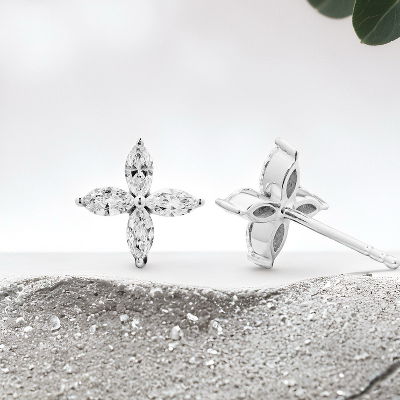 Lucce Constance Ole Earrings 0.80CTW Lab Diamond 14K White Gold