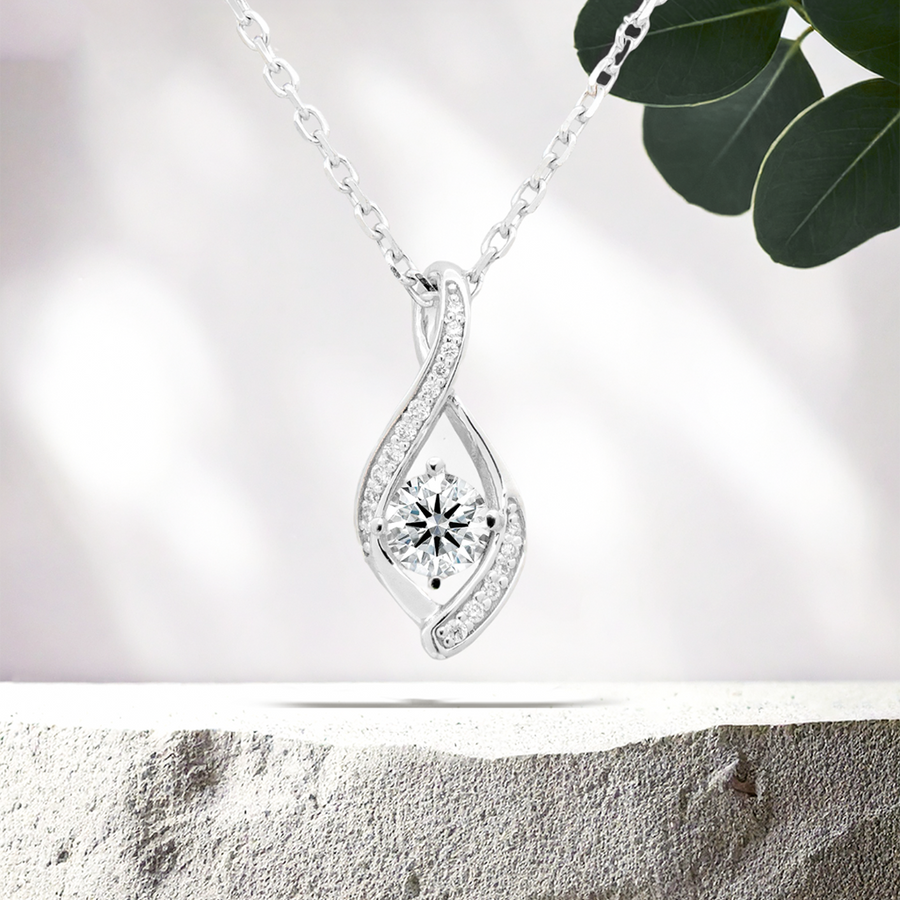 Load image into Gallery viewer, LUCCE FIORE™ Infinity Necklace Natural Diamond 0.70ctw (0.50ct E VS2 Ex GIA Center Stone) Platinum
