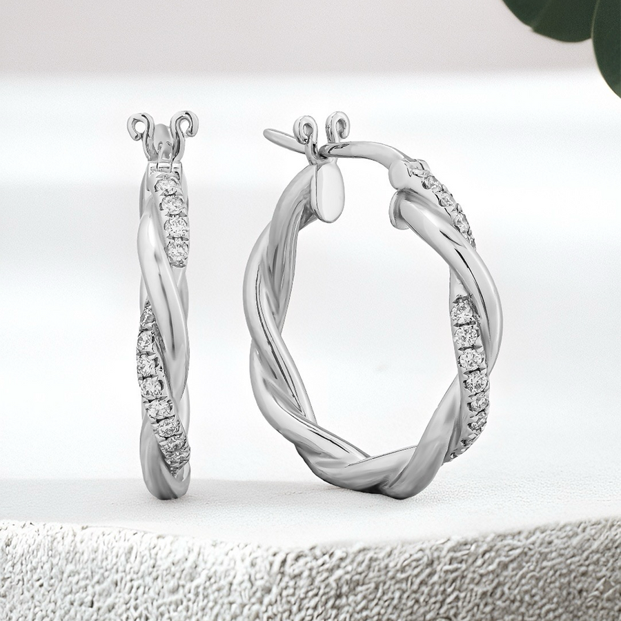 Load image into Gallery viewer, LUCCE FIORE™ Hoop Earrings 0.30ctw Natural Diamond Platinum
