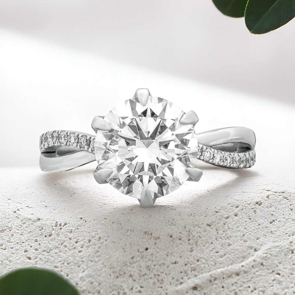 Lucce Fiore Sei Round Lab Diamond 2.50ct D VS1 Id IGI Platinum