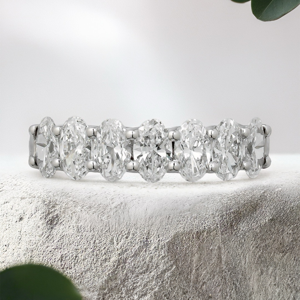 Lucce Rivera 7-Stone Oval 1.26ctw Lab Diamond 18K White Gold