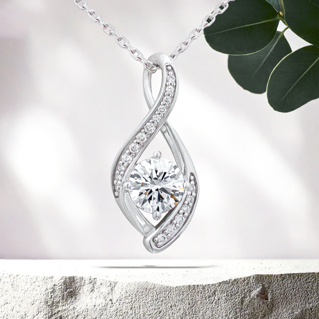 Lucce Fiore Infinity Round Necklace Lab Diamond 2.00ct E VS1 Id IGI Platinum