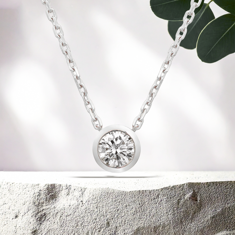 Load image into Gallery viewer, LUCCE CARLISLE™ Round Necklace Natural Diamond 0.30ct D VS1 Ex GIA Platinum
